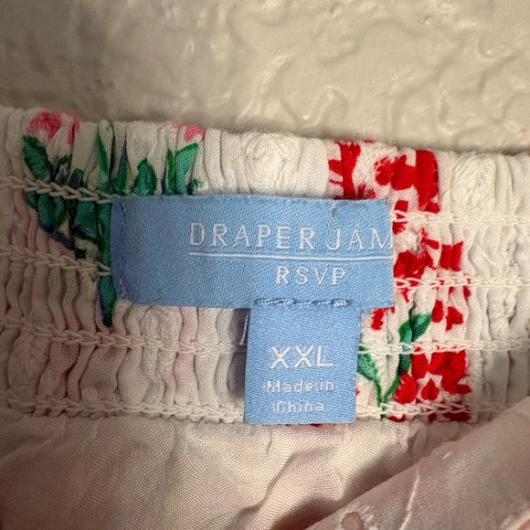 DRAPER JAMES Floral Eyelet Puff Shoulder Peasant Top Cottagecore Women’s XXL - Picture 3 of 9